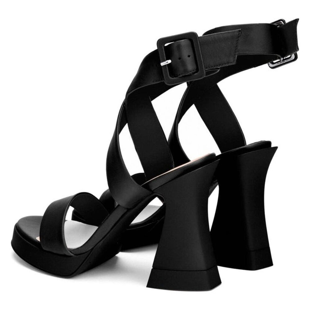 🆕 AGL Attilio Giusti Leombruni Janis Platform Sandal Shoes Leather Black 8.5 - Picture 4 of 12